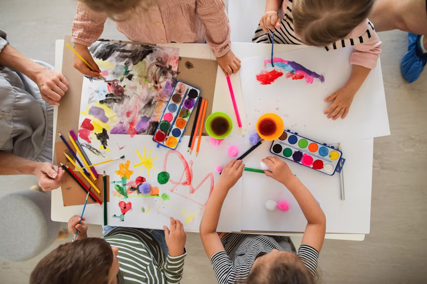 Children participating in creative learning activities and hands-on exploration at Quokka Kids in Beaver Dam, WI