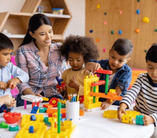 Children playing under a fabric canopy at Quokka Kids in Beaver Dam, WI