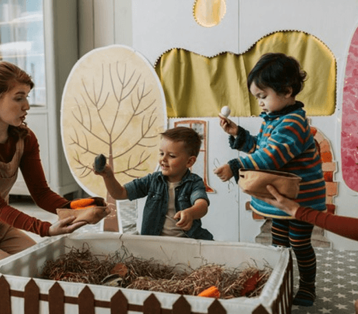 Young children exploring sensory and movement activities at Quokka Kids